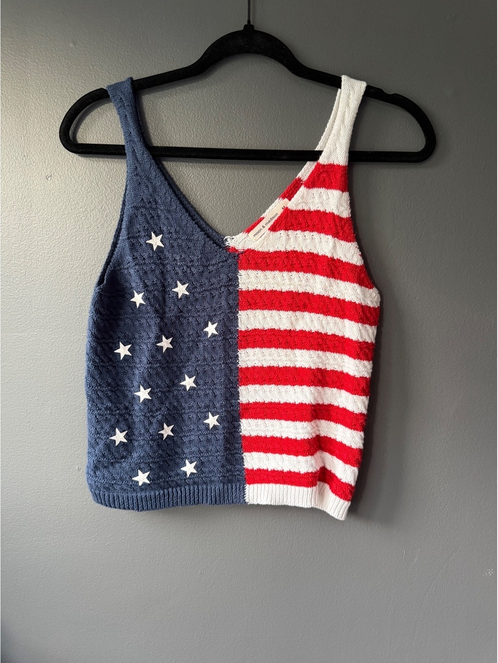 Moon & Madison Medium Knit American Flag Tank Top
